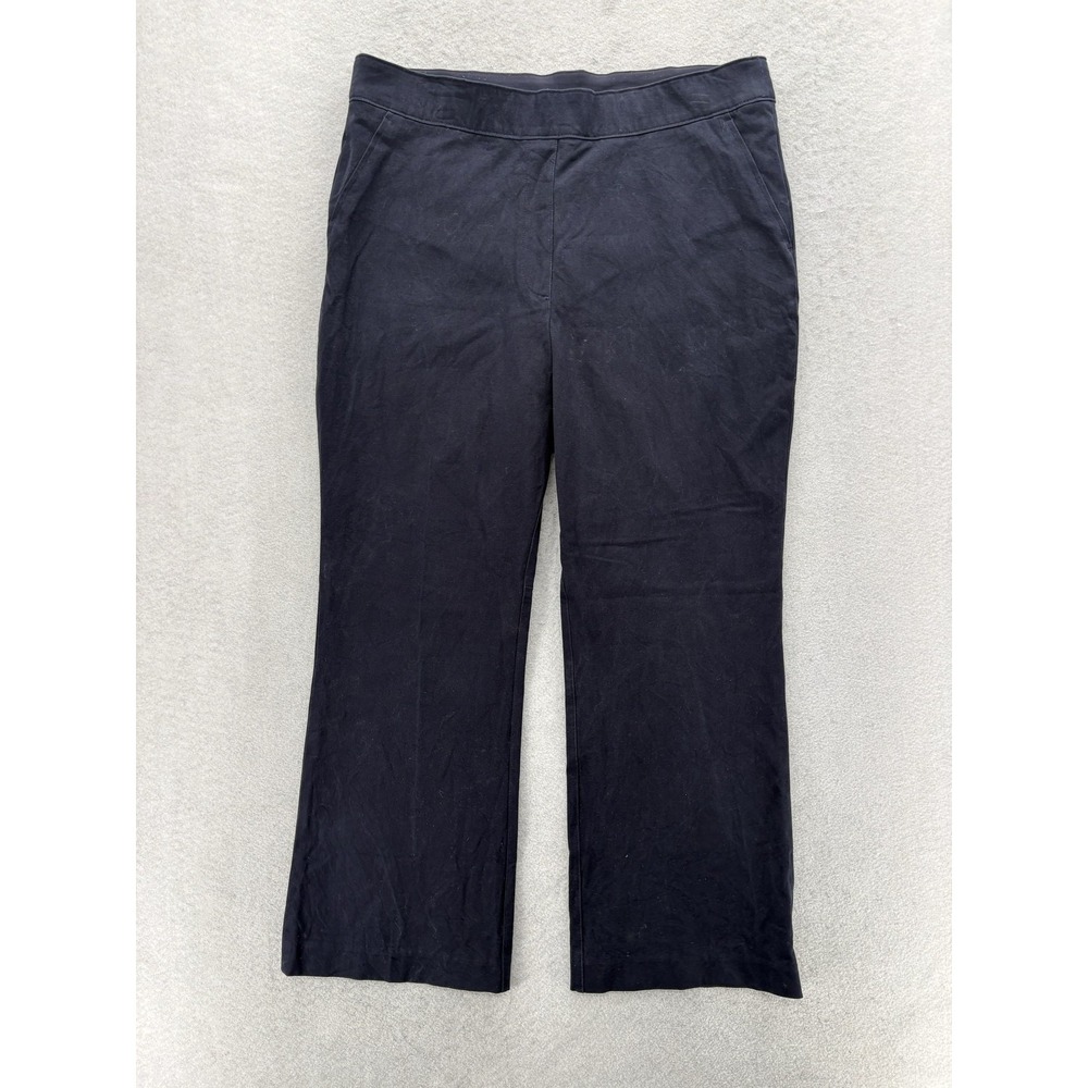 Spanx On the Go Kick Flare Pant Womens L Navy Bi Stretch Tummy Smoothing Pull On